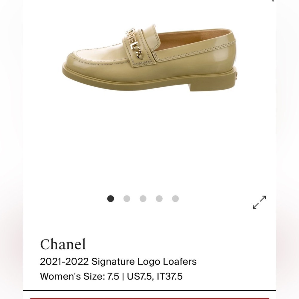 Chanel Light sage green Logo patent Loafers